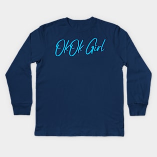 Okok girl Blue Design Kids Long Sleeve T-Shirt